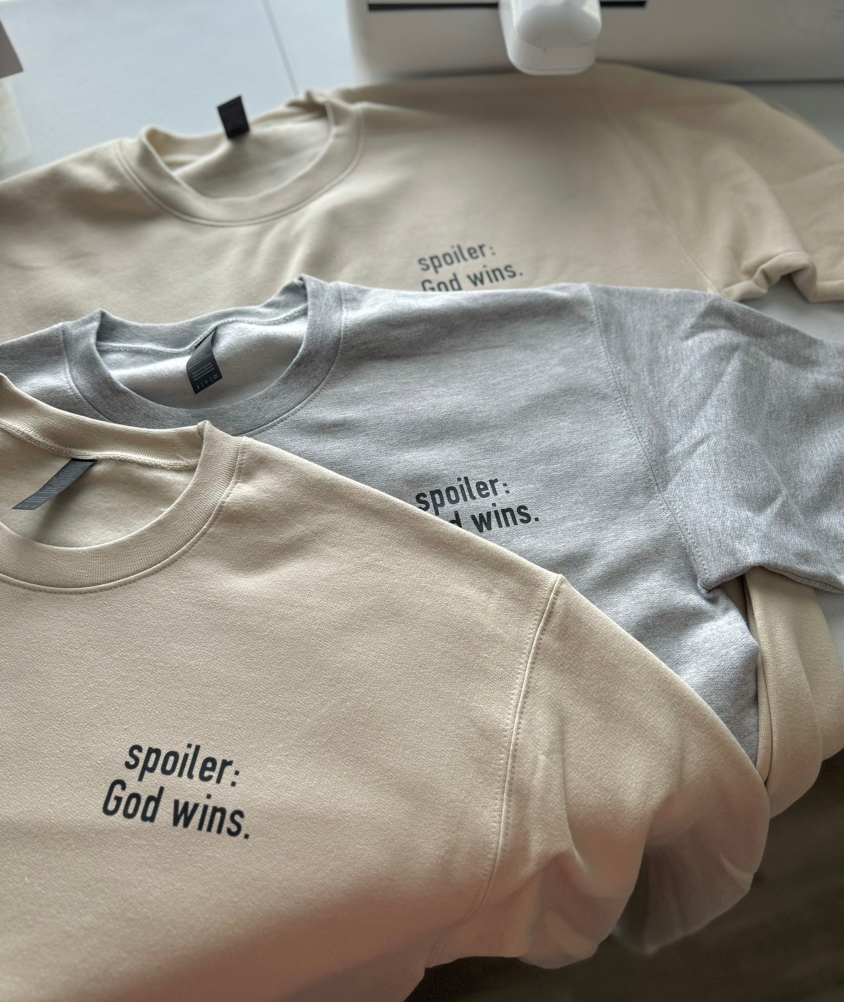 Spoiler: God wins | Sweatshirt