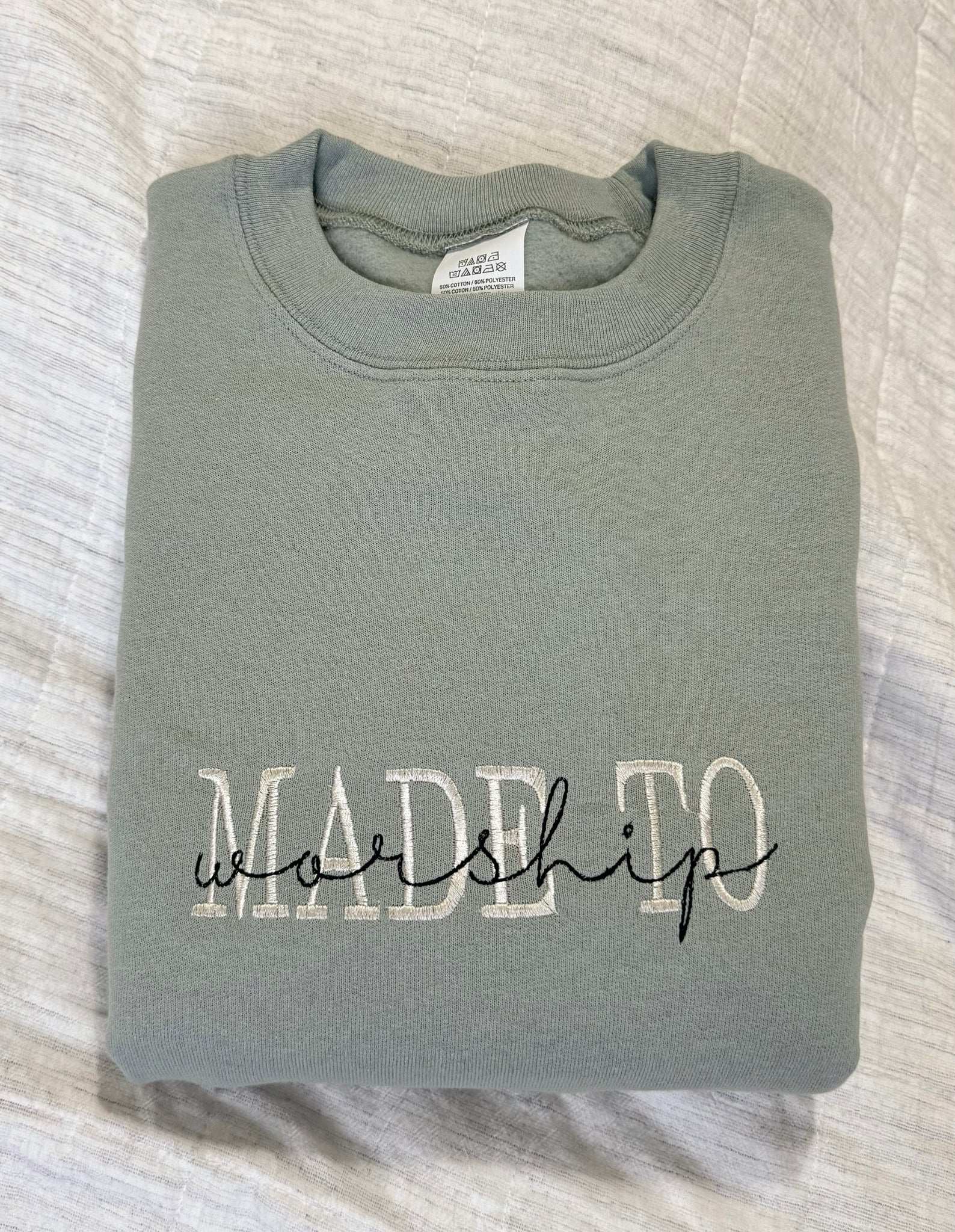 Made to worship | sage Crewneck - Apparel for God LLC