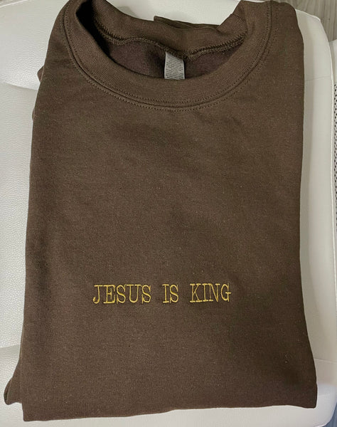 Jesus is King | embroidered crewneck - Apparel for God LLC