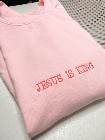 Jesus is King | embroidered crewneck - Apparel for God LLC